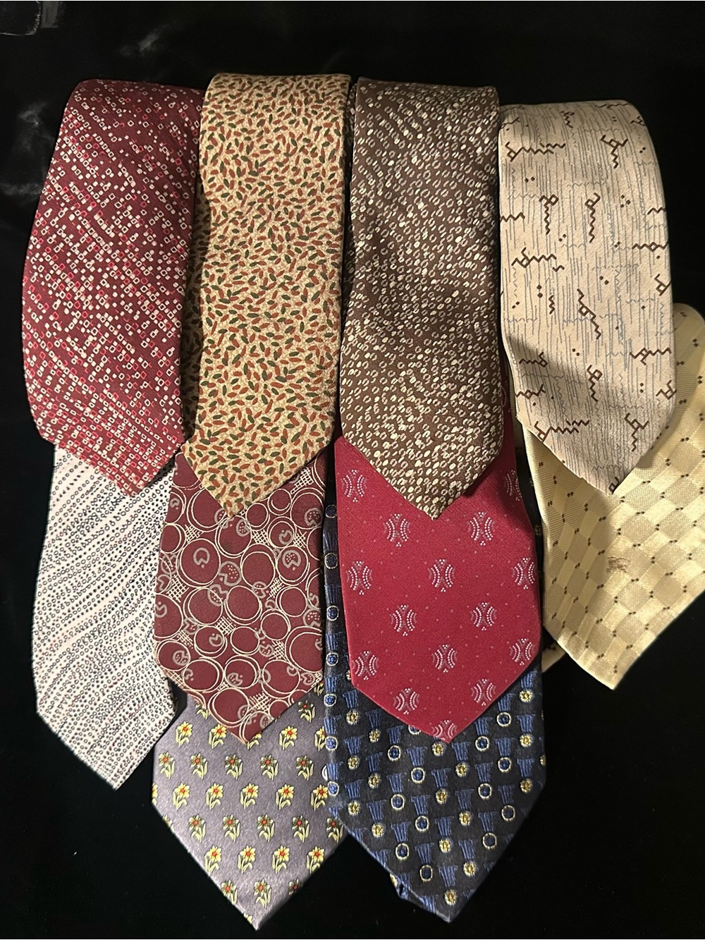 Mixed Pattern Men's Necktie Set in Red, Beige, Brown, Cream, Yellow, Gray, Blue